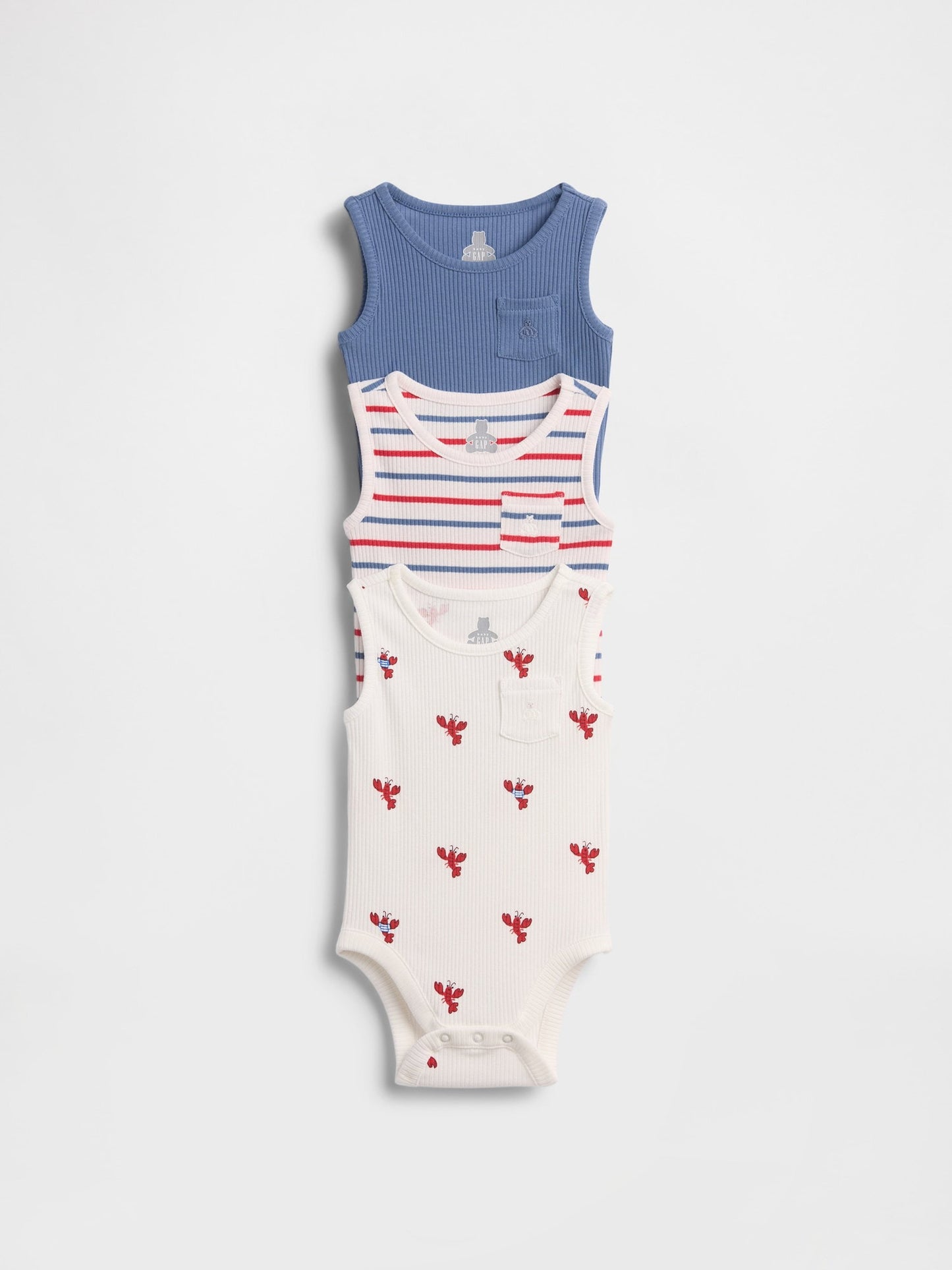 Çok Renkli First Favorites Tinyrib Cepli Kolsuz Bodysuit (3’lü)