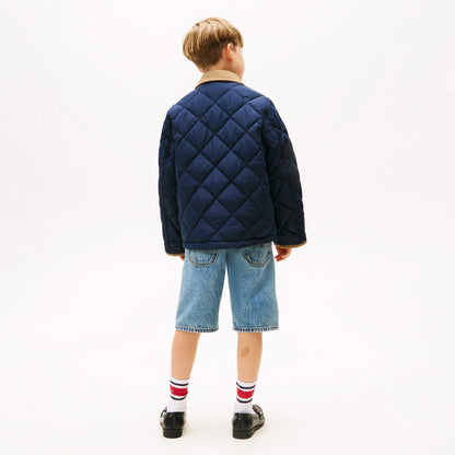 Tommy Hilfiger Contrast Collar Quilted Relaxed Çocuk Lacivert Ceket