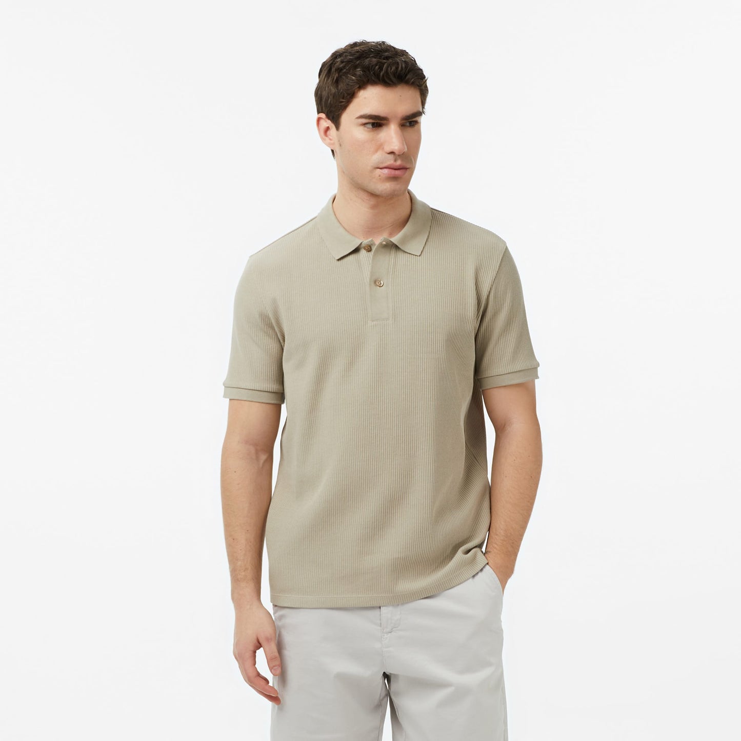 Nautica Erkek Bej Slim Fit Polo Yaka T-shirt