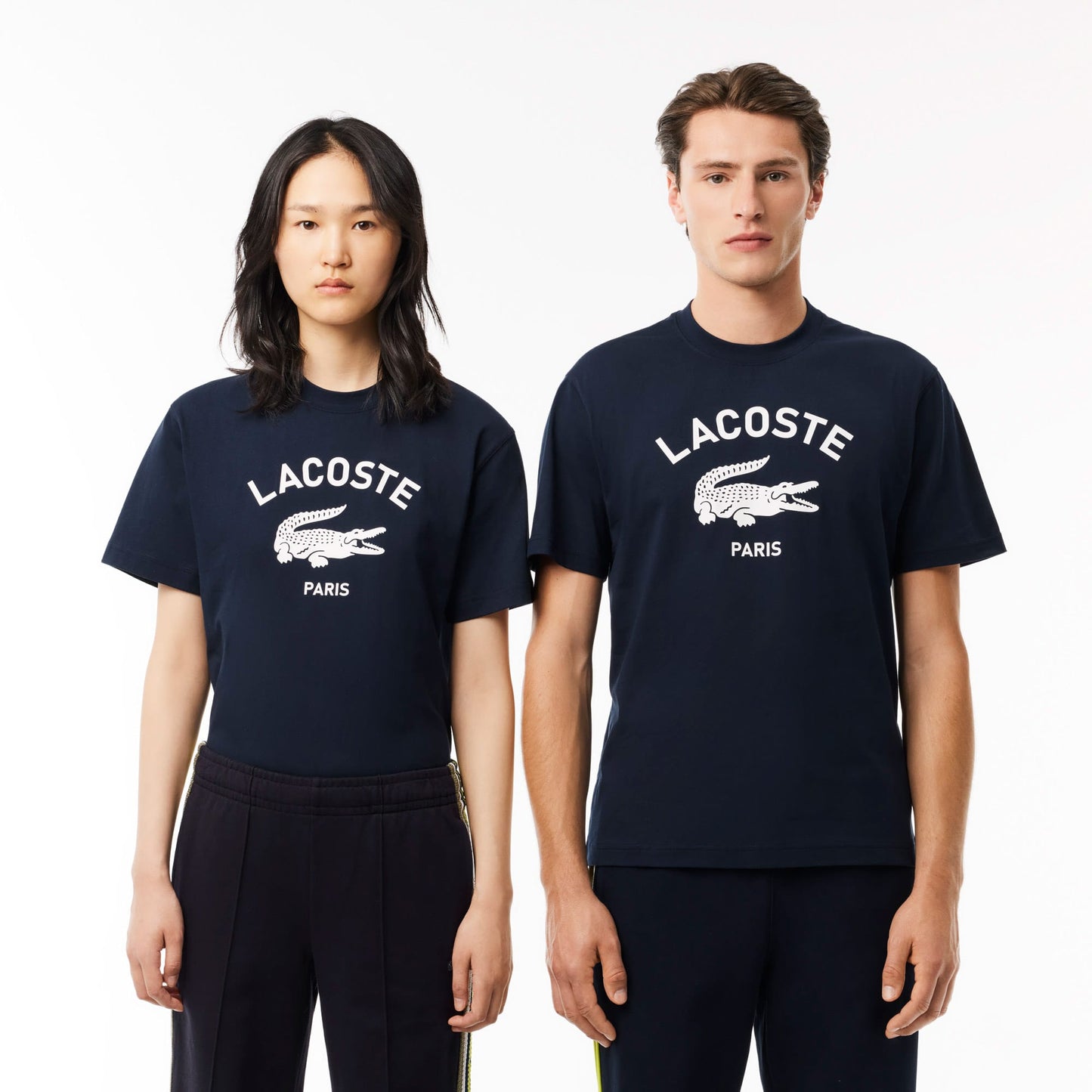 Lacoste Unisex Bisiklet Yaka Baskılı Lacivert T-shirt