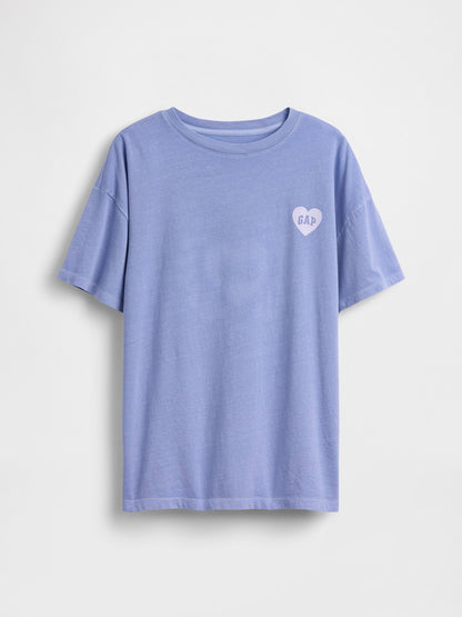 Açık Mavi Gap Kalp Logo Oversized Tunik T-shirt
