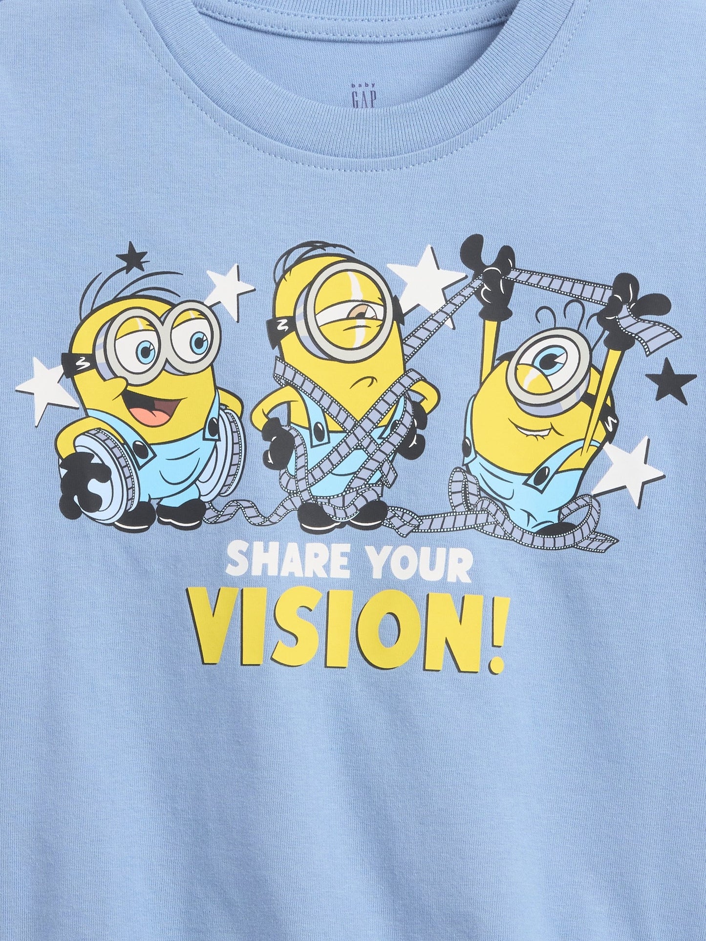 Açık Mavi Minions Oversized Grafik Baskılı T-shirt