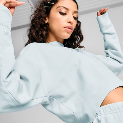Puma Dare To Relaxed Washed Crew Kadın Mavi Sweatshirt