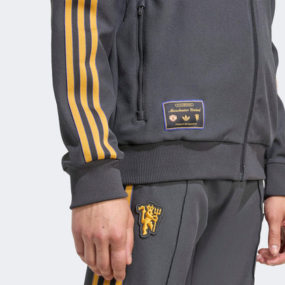 Adidas Manchester United Terrace Icons Erkek Koyu Gri Fermuarlı Sweatshirt