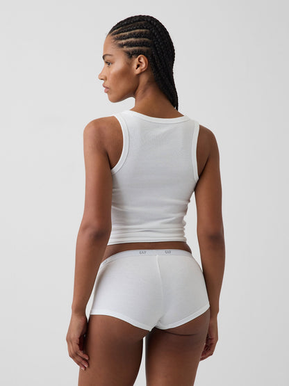 Beyaz Softmade Organik Stretch Pamuk Logo Short