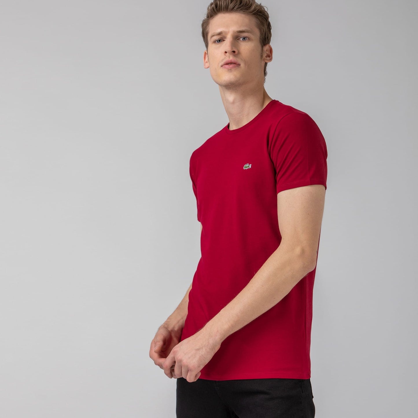 Lacoste Erkek Slim Fit Bisiklet Yaka Bordo T-shirt