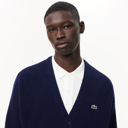 Lacoste Relaxed Fit V Yaka Erkek Lacivert Hırka