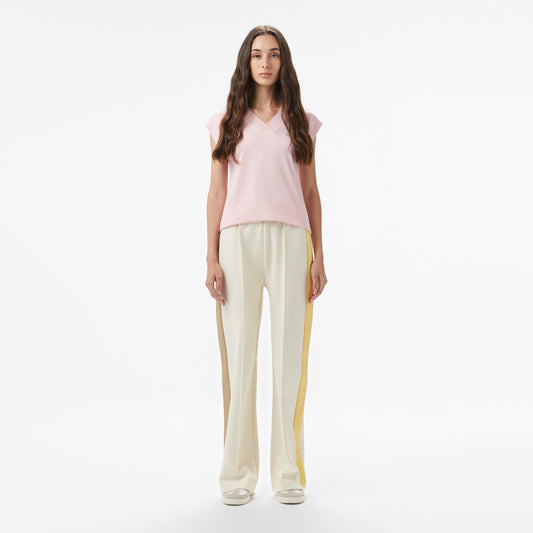 Lacoste Kadın Straight Fit Renk Bloklu Krem Eşofman Altı