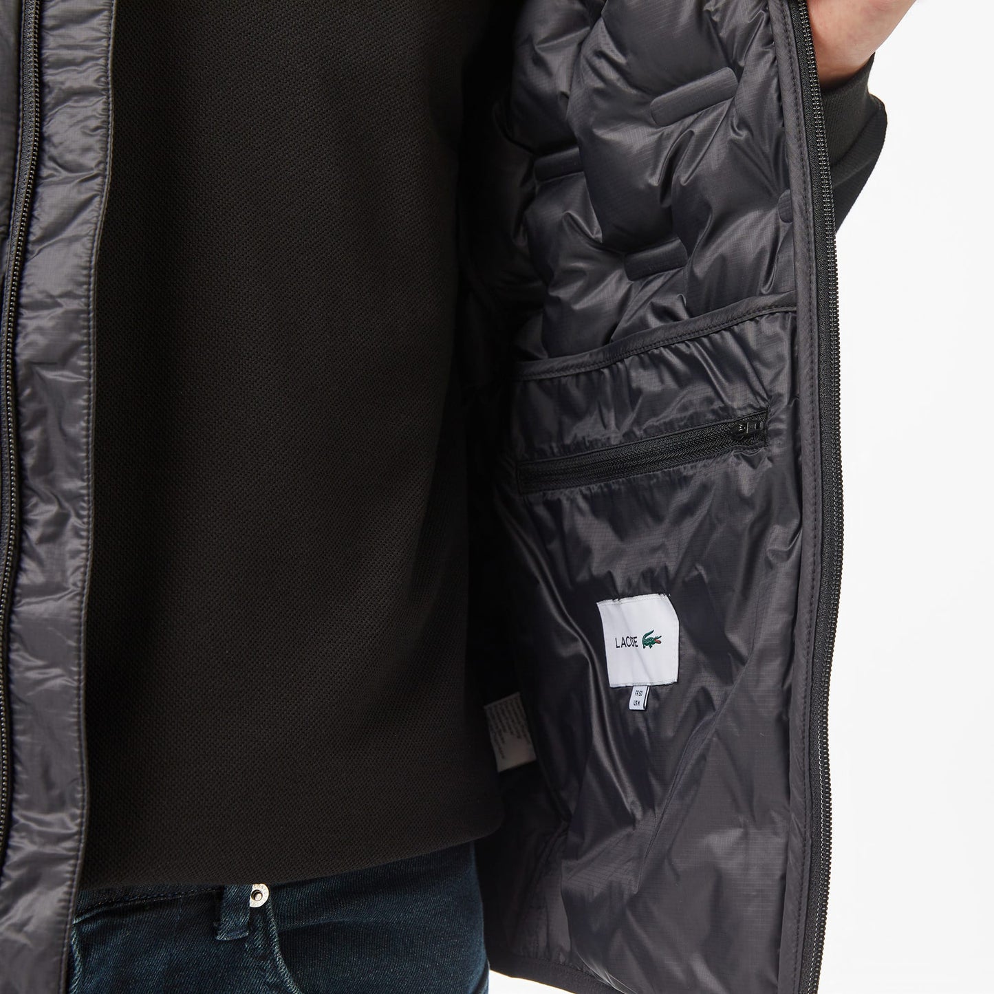 Lacoste Erkek Dik Yaka Kapitone Siyah Yelek