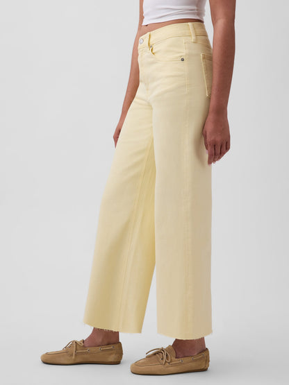 Sarı High Rise Stride Wide-leg Ankle Jean Pantolon