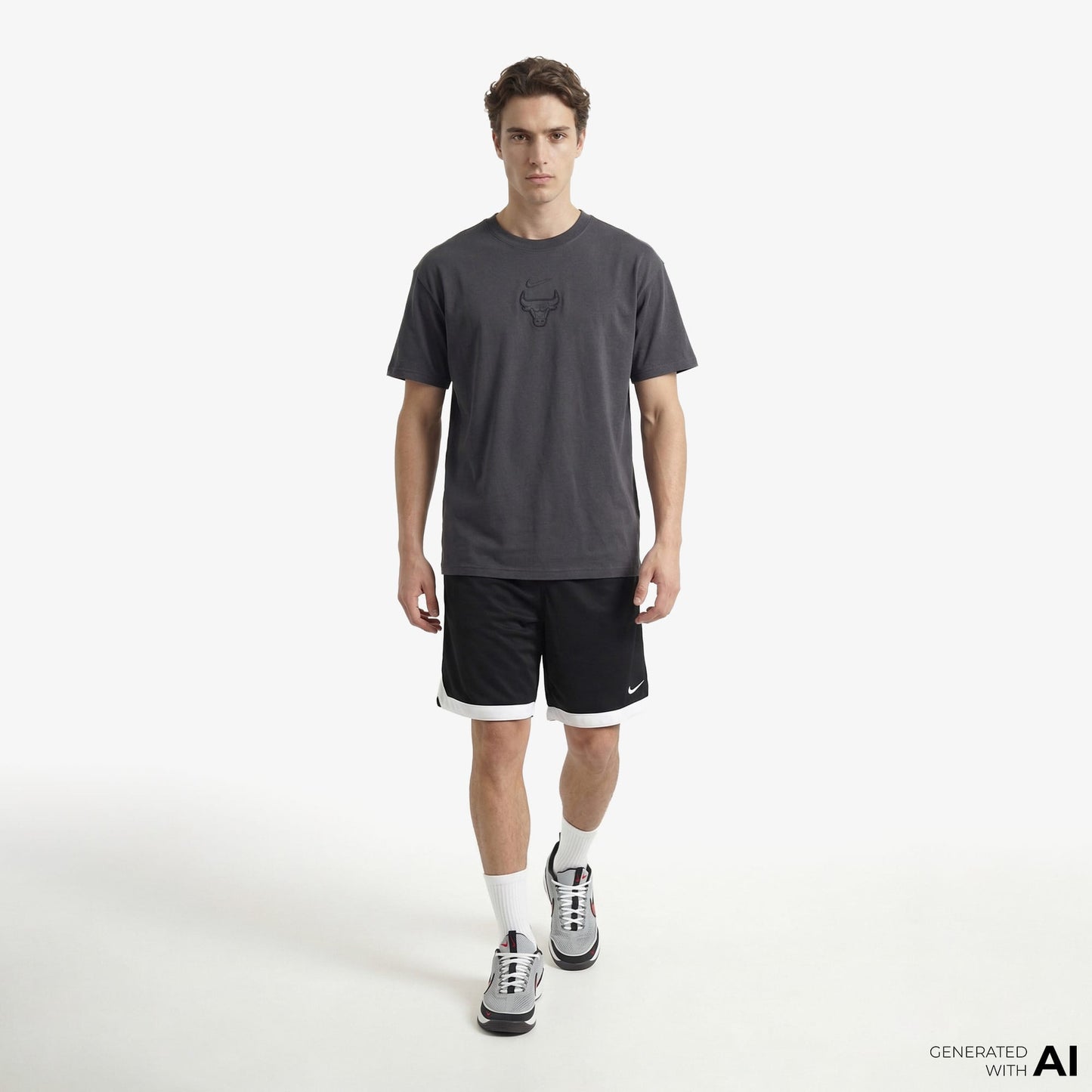 Nike Chicago Bulls Premium Erkek Gri T-shirt