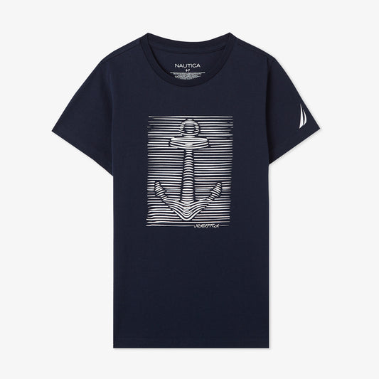 Nautica Erkek Çocuk Lacivert Regular Fit Baskılı T-shirt