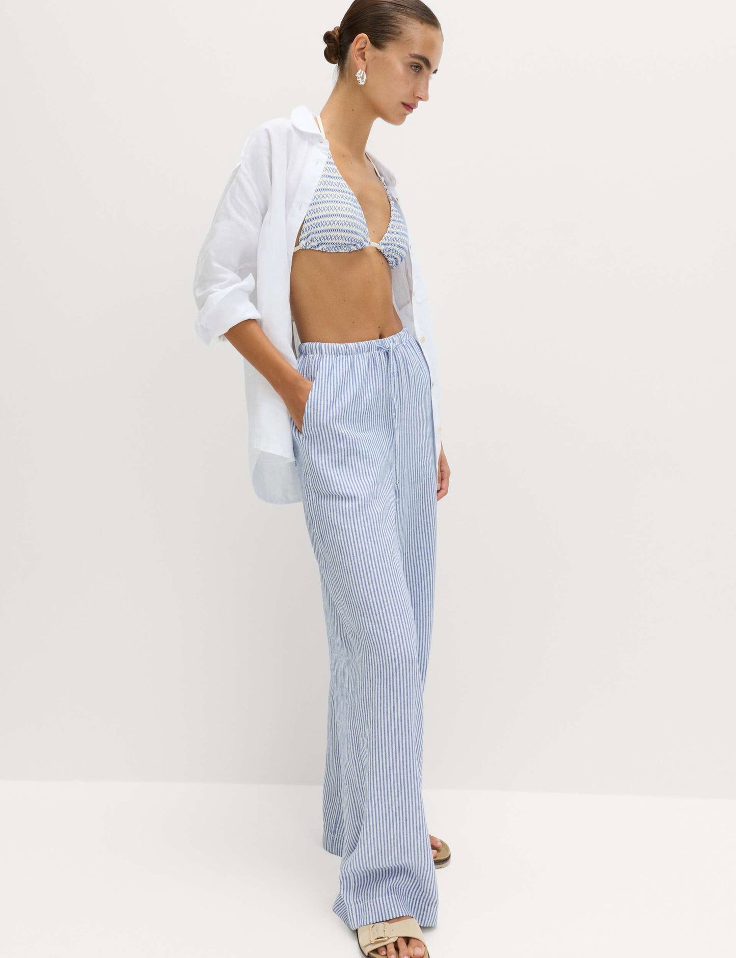 Wide Leg Keten Pantolon