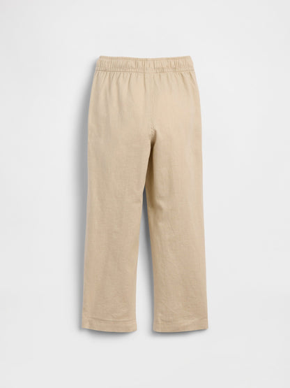 Bej Pull-on Tapered Keten Karışımı Pantolon
