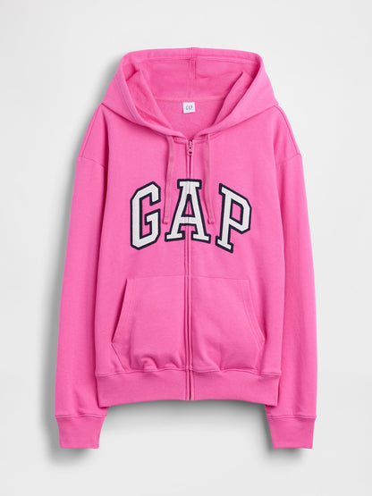 Pembe Gap Logo Fermuarlı Fransız Havlu Kumaş Sweatshirt