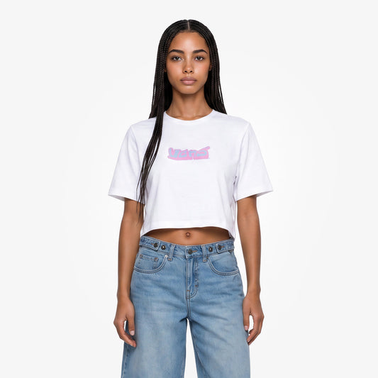 Vans Y2k Boho Relax Crop Kadın Beyaz T-shirt