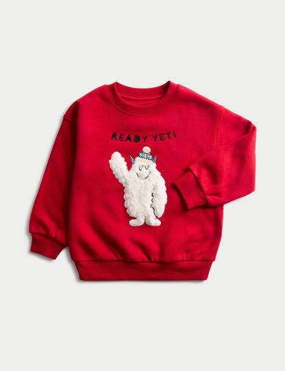 Yeti Baskılı Çocuk Yılbaşı Sweatshirt