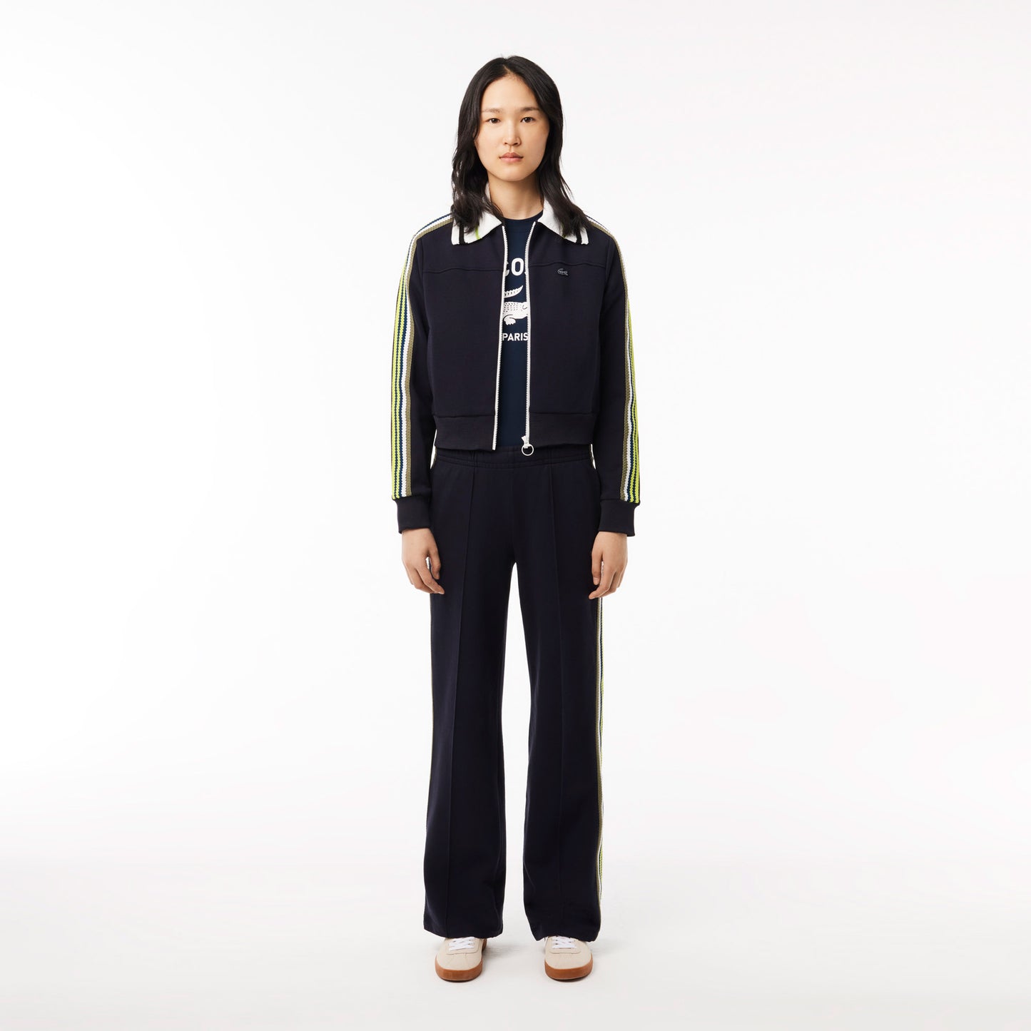 Lacoste Unisex Bisiklet Yaka Baskılı Lacivert T-shirt