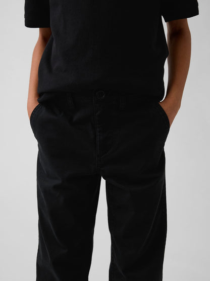 Siyah Modern Relaxed Straight Khaki Pantolon