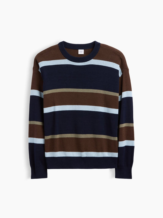 Lacivert Relaxed Textured Bisiklet Yaka Kazak
