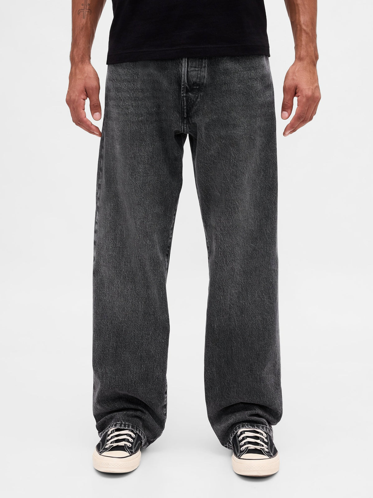Siyah Organik Pamuk '90s Loose Jean Pantolon