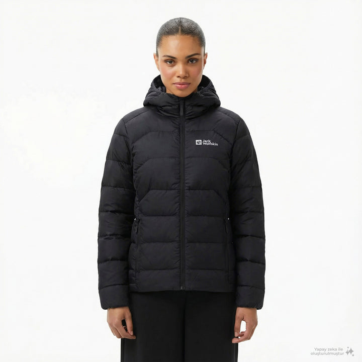 Jack Wolfskin Ather Down Hoody Rds Kadın Siyah Outdoor Sweatshirt