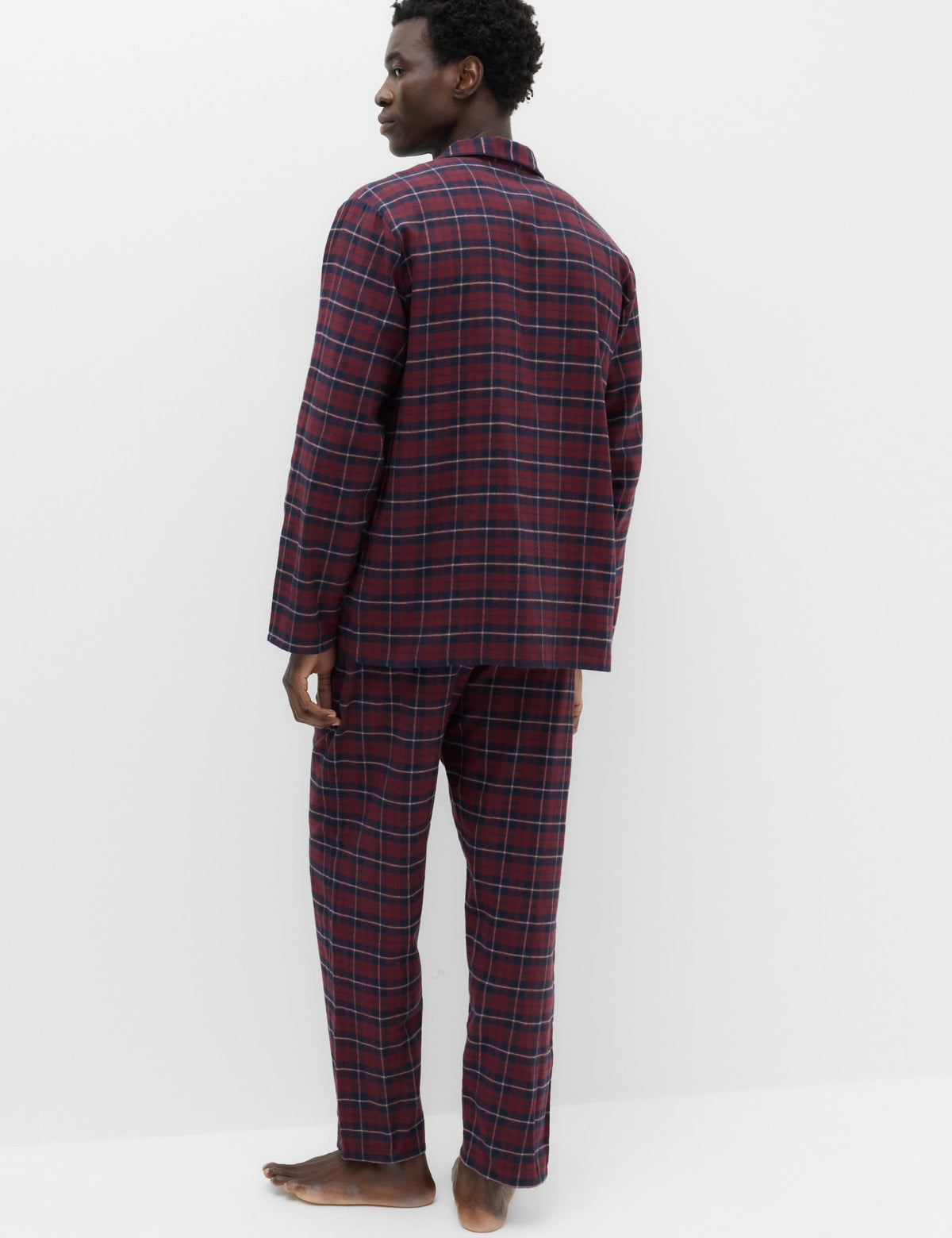 Saf Pamuklu Ekose Desenli Pijama Takımı
