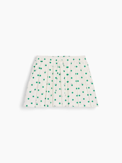 Beyaz Gap × Malbon Pileli Poplin Mini Şort Etek