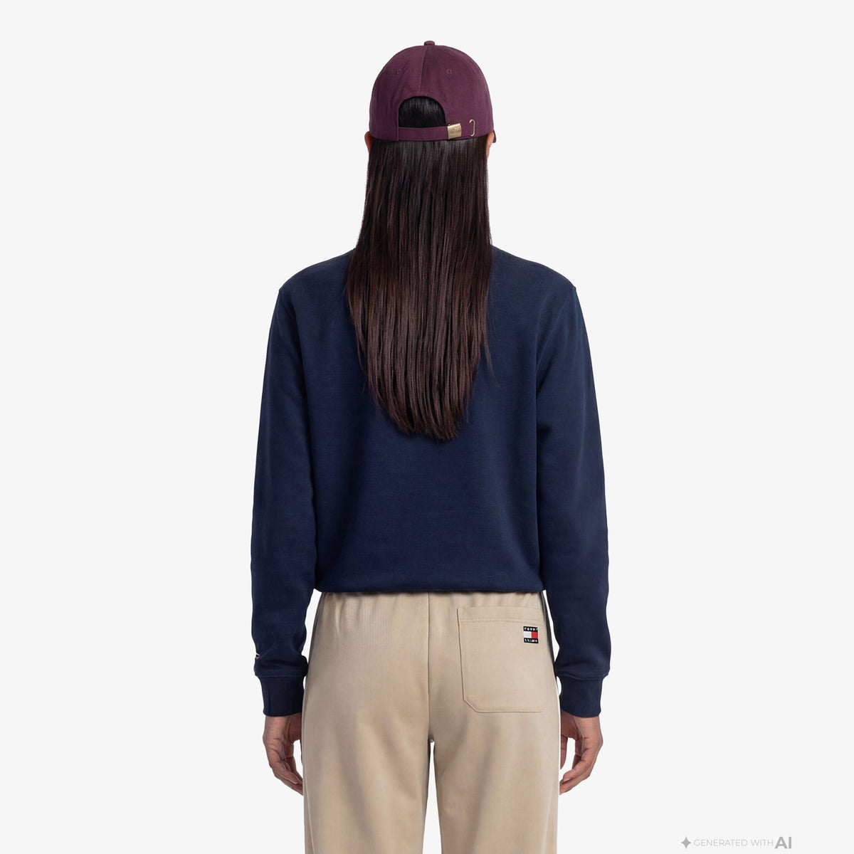 Tommy Hilfiger Essential Logo Kadın Lacivert Sweatshirt