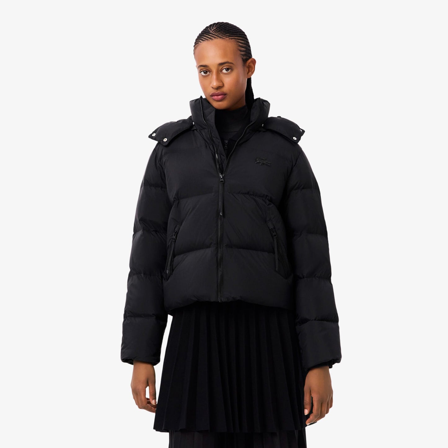 Lacoste Relaxed Fit Kapüşonlu Kadın Siyah Mont