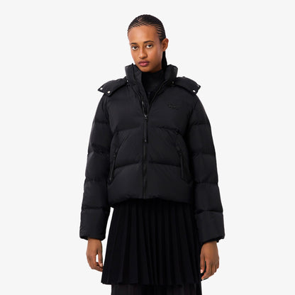 Lacoste Relaxed Fit Kapüşonlu Kadın Siyah Mont