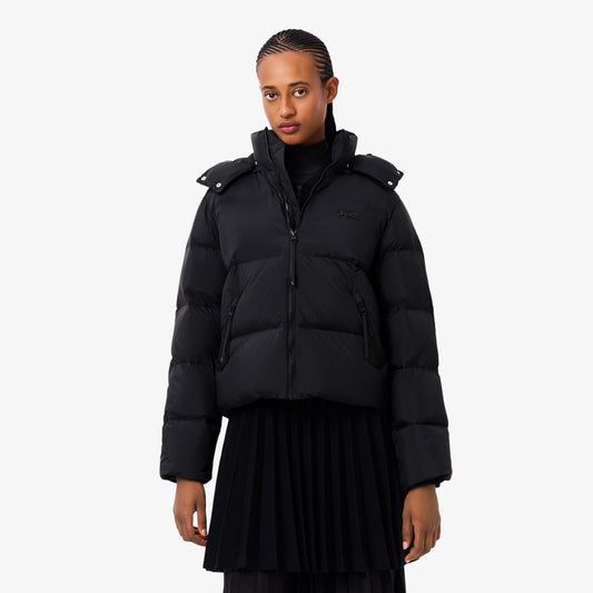 Lacoste Relaxed Fit Kapüşonlu Kadın Siyah Mont