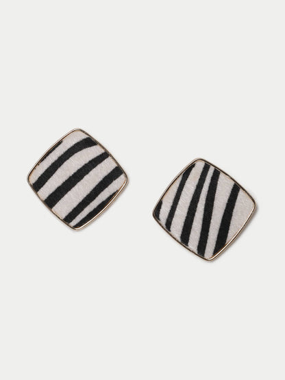Zebra Desenli Küpe