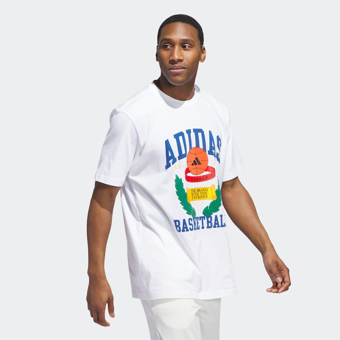 Adidas Crest Basketball Graphic Erkek Beyaz T-shirt
