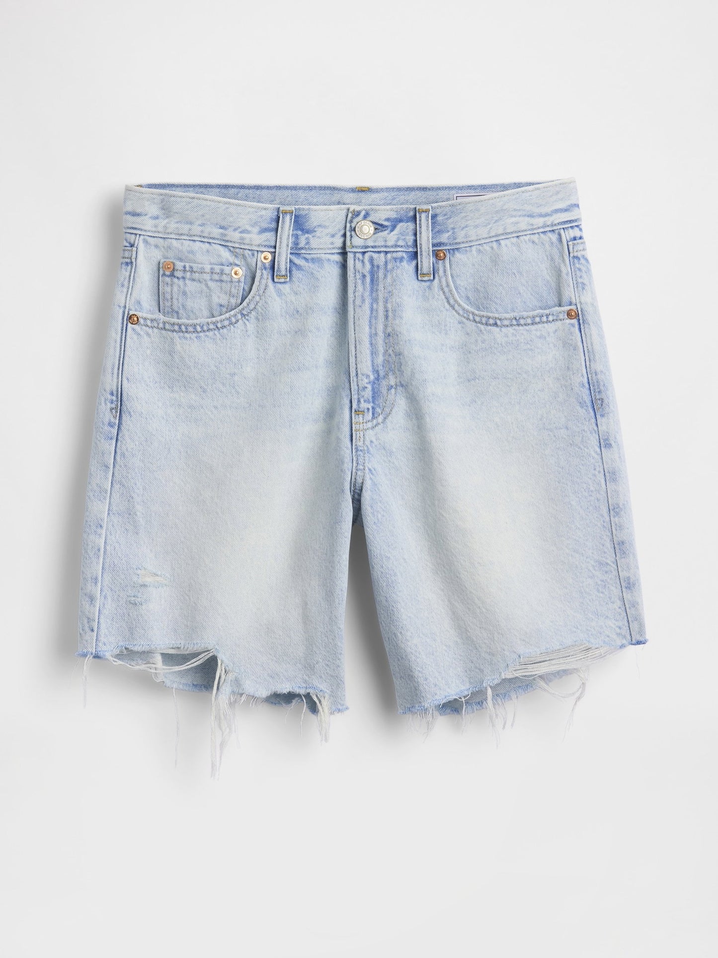 Açık Mavi Mid Rise Loose Denim Bermuda Şort
