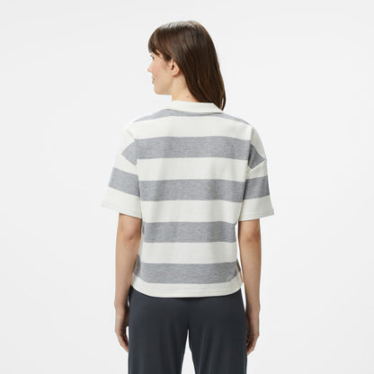 Nautica Kadın Gri Regular Fit Çizgili Polo Yaka T-shirt