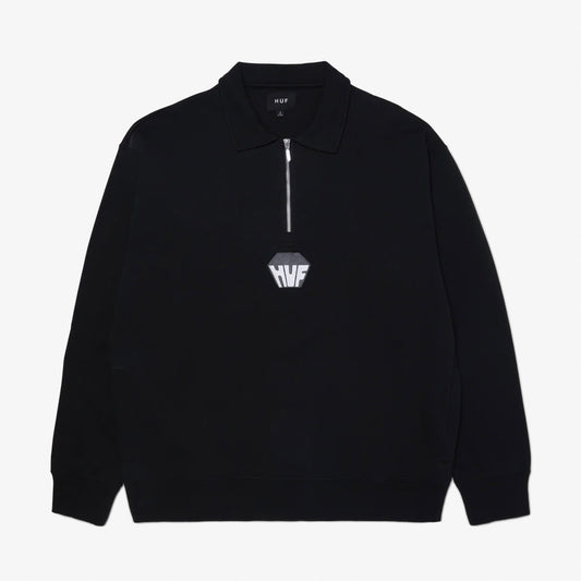 Huf Big Block 1/4 French Terry Zip Erkek Siyah Ceket