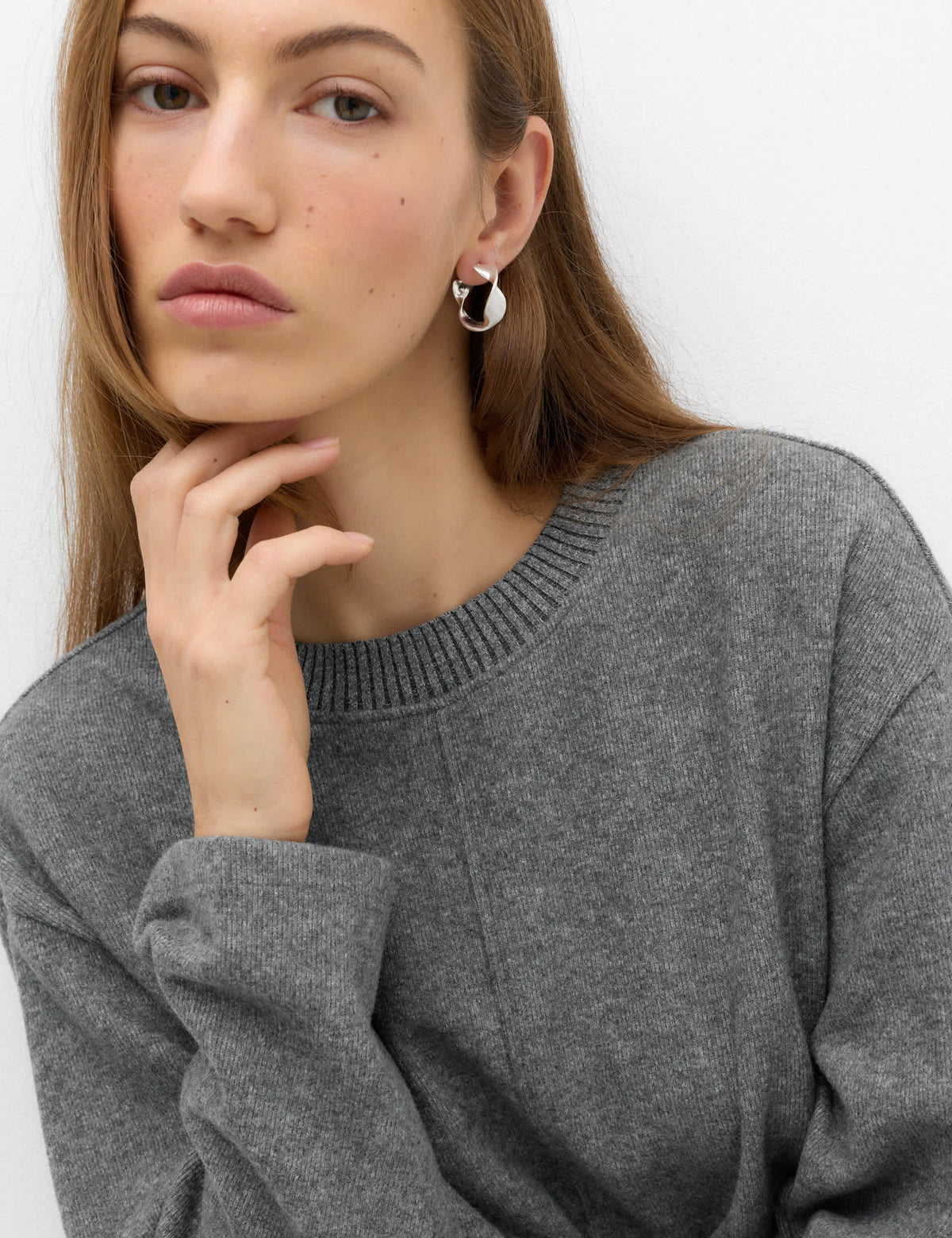 Dokulu Bisiklet Yaka Sweatshirt