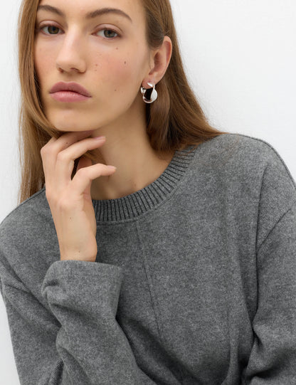 Dokulu Bisiklet Yaka Sweatshirt