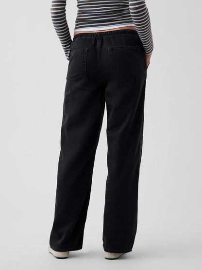 Siyah Low Rise Ultrasoft Easy '90s Loose Jean Pantolon