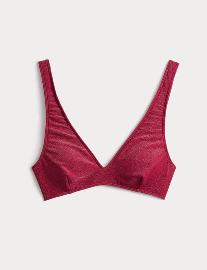 Parlak V-yaka Bikini Üstü