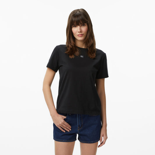 Calvin Klein Woven Label Classic Fit Kadın Siyah T-shirt