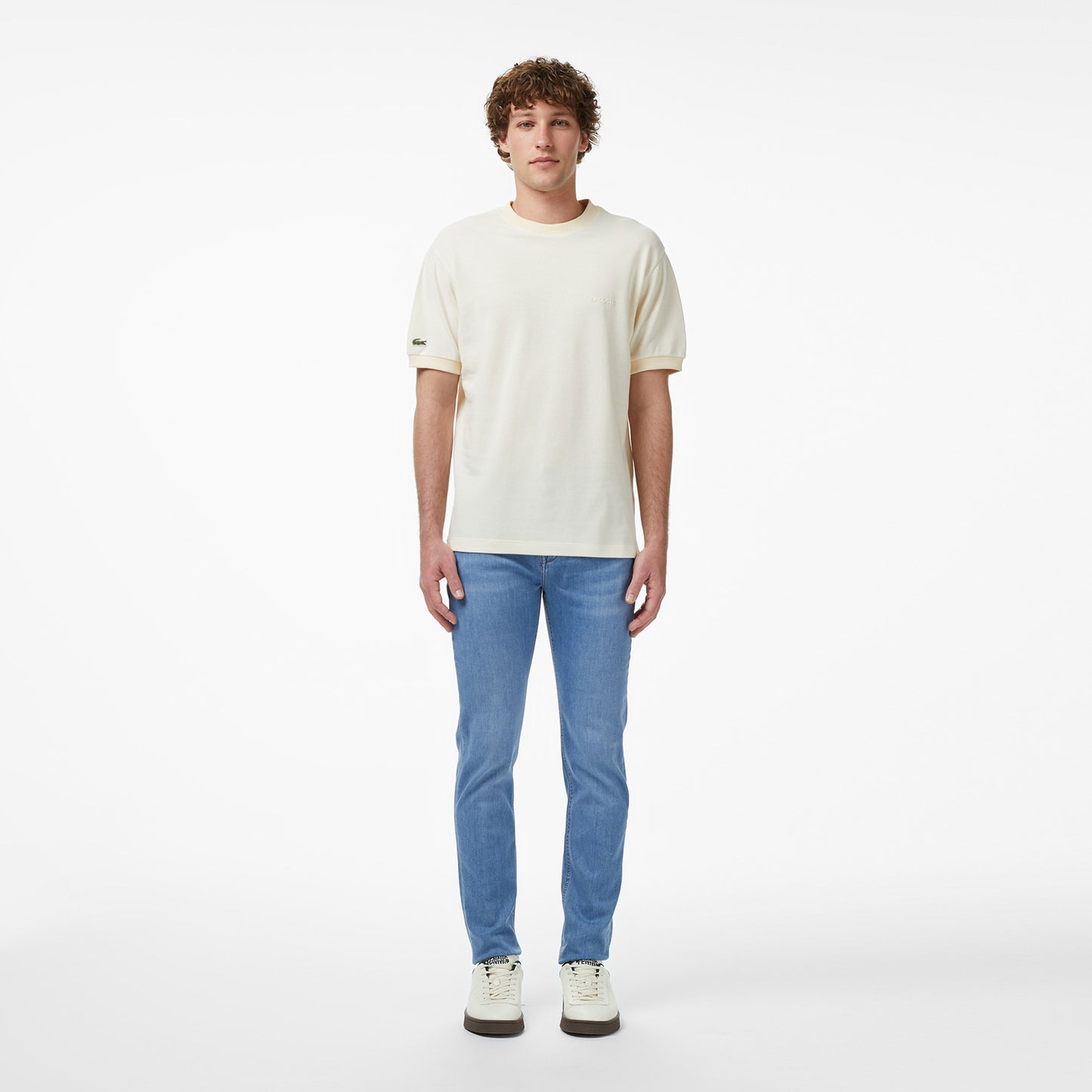 Lacoste Erkek Relaxed Fit Bisiklet Yaka Bej T-shirt