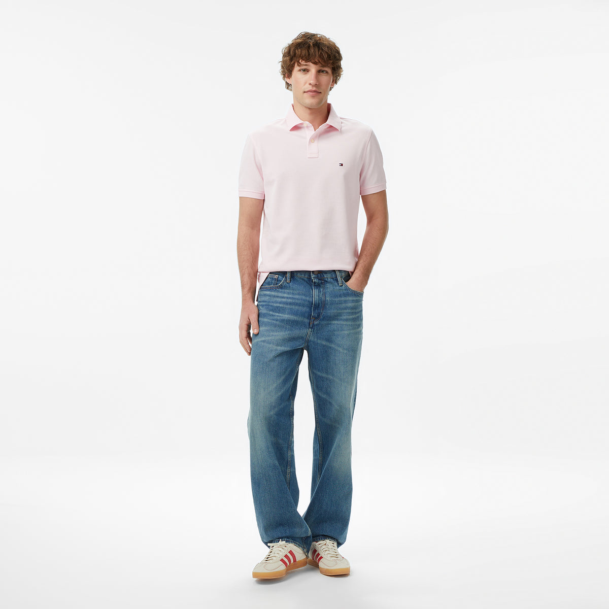 Tommy Hilfiger Nos Erkek Pembe Polo Yaka T-shirt