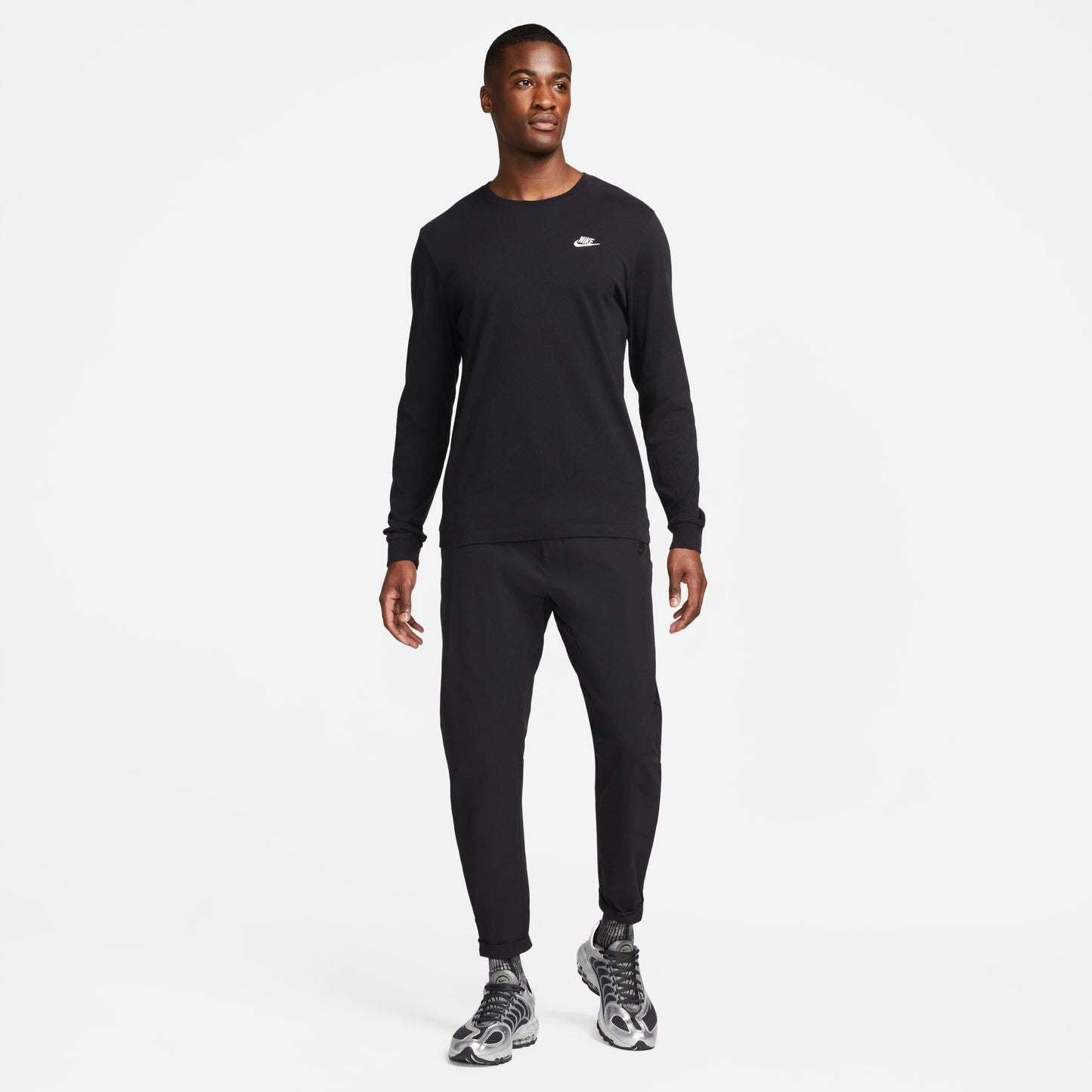 Nike Sportswear Club Erkek Siyah Uzun Kollu T-shirt