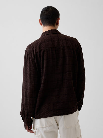 Kahverengi Relaxed Straight-hem Gömlek