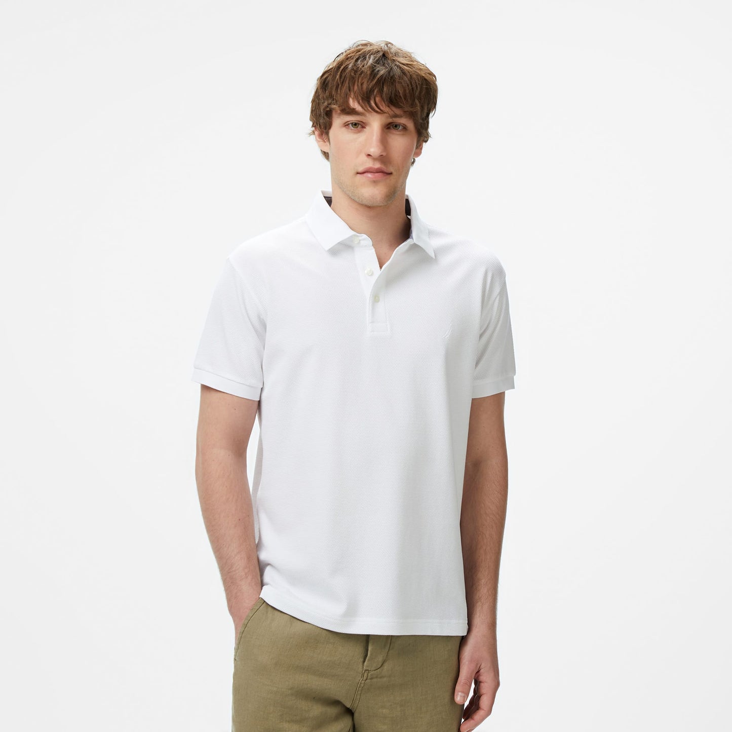 Nautica Erkek Beyaz Classic Fit Polo Yaka T-shirt