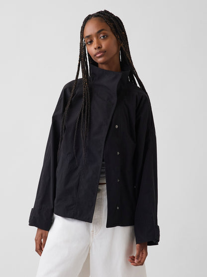 Bej Poplin Oversized Anorak Ceket