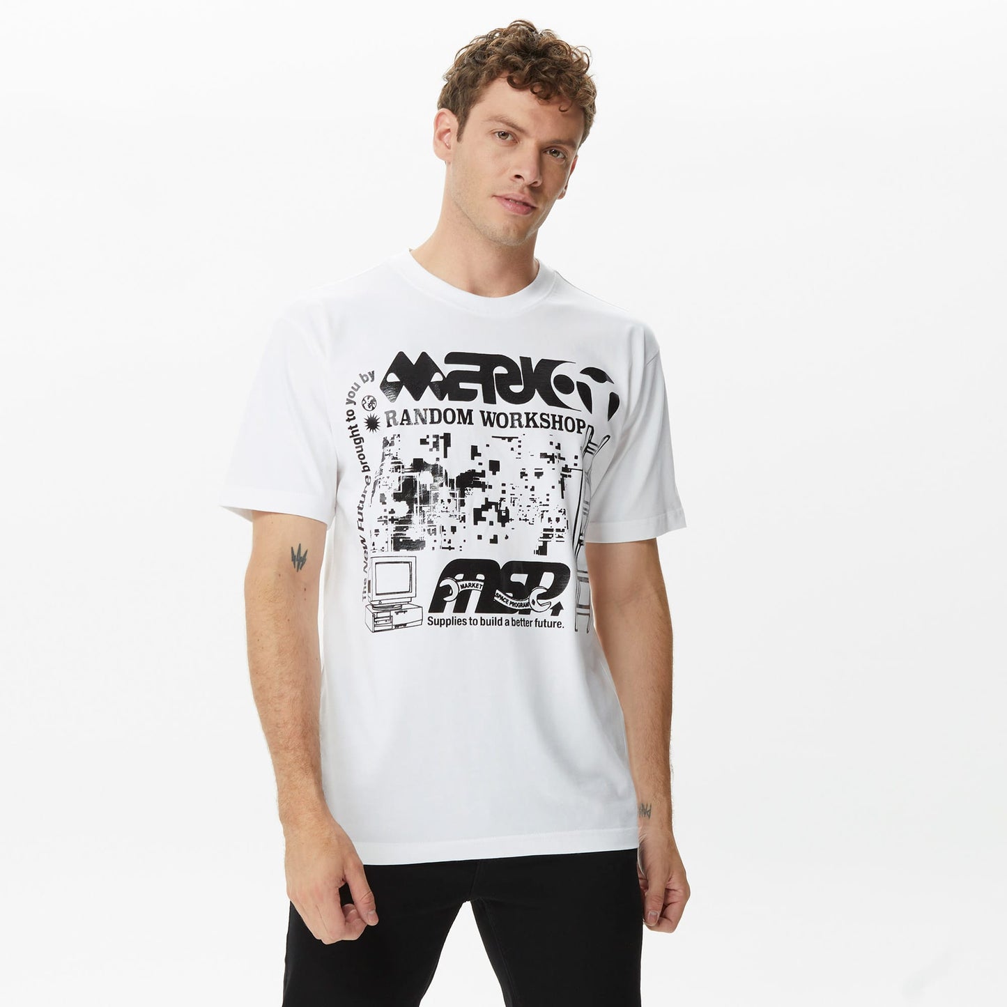 Market New Future Erkek Beyaz T-shirt