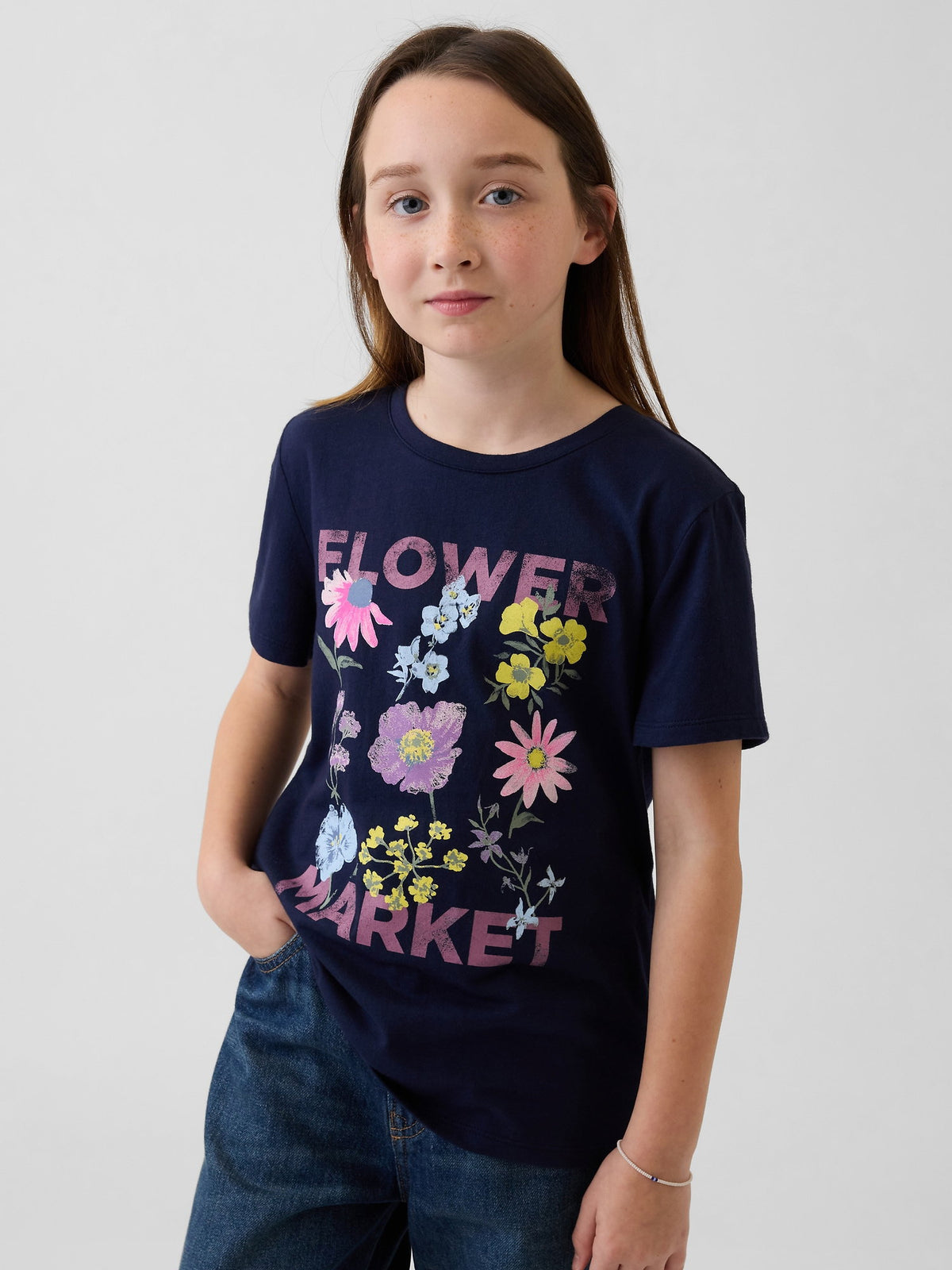 Lacivert Grafik Baskılı T-shirt
